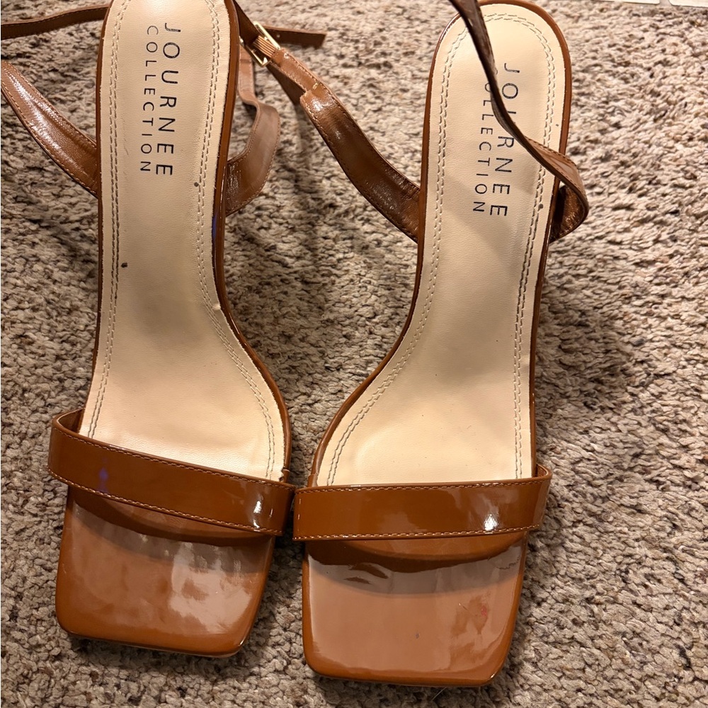 Journee Collection Tan Strappy Heels